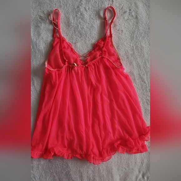 Victoria Secret Neon Pink Babydoll Lingerie Size M - Picture 3 of 13